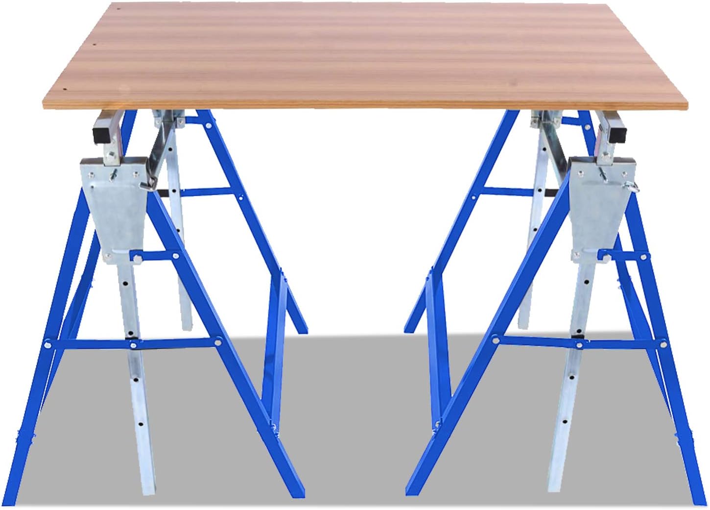 Cecaylie 4 échafaudages 7 positions réglables en hauteur 81-130 cm, tréteau de travail télescopique Charge maximale 200 kg, support pliable en tube carré en acier