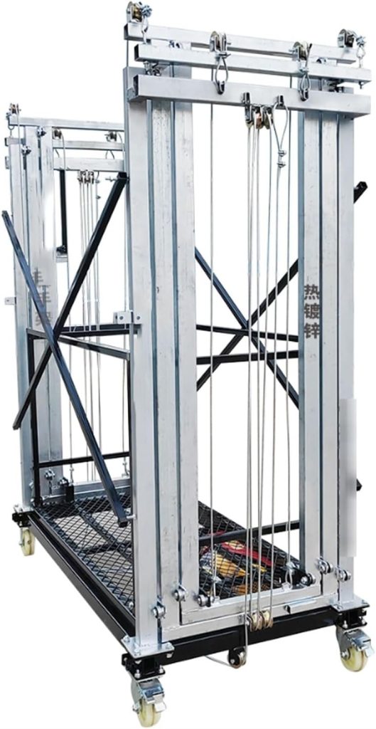 Échafaudage de levage électrique en acier robuste, plate-forme de levage pliable, tour déchafaudage, élévateur de chargeur de construction avec roulettes pivotantes (Size : Rise Height 4M Charging T