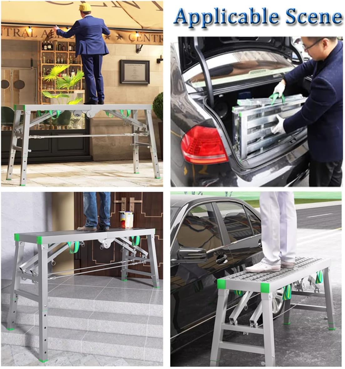 Échafaudage Établi escabeau – Portable Pliant 5 vitesses Hauteur réglable Multi-usage Plateforme Échafaudage pour ingénierie domestique