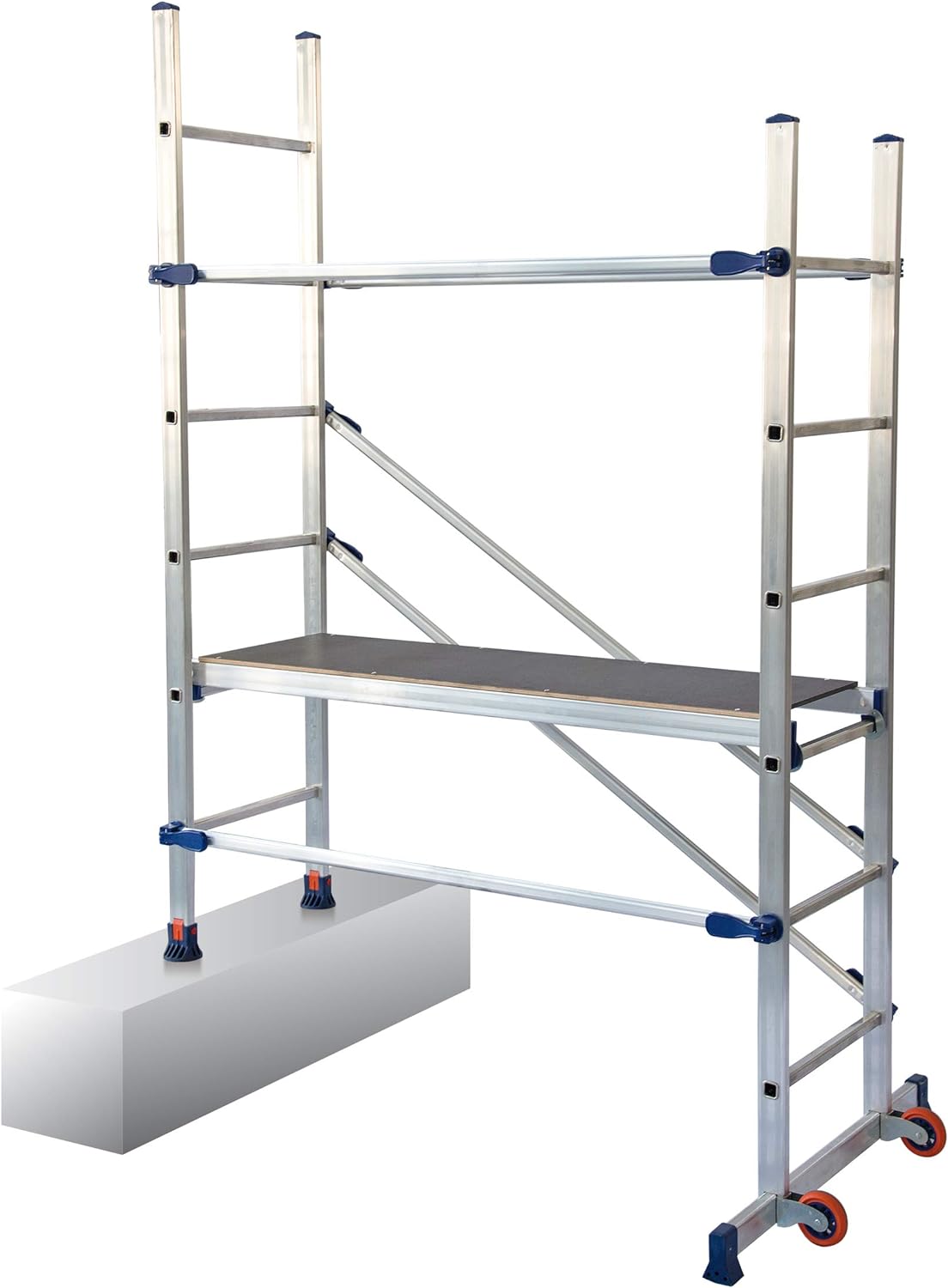 FACAL Petit échafaudage mobile P6 en aluminium pour tous les travaux à la maison et à la maison avec une hauteur de travail maximale de 2,90 m.