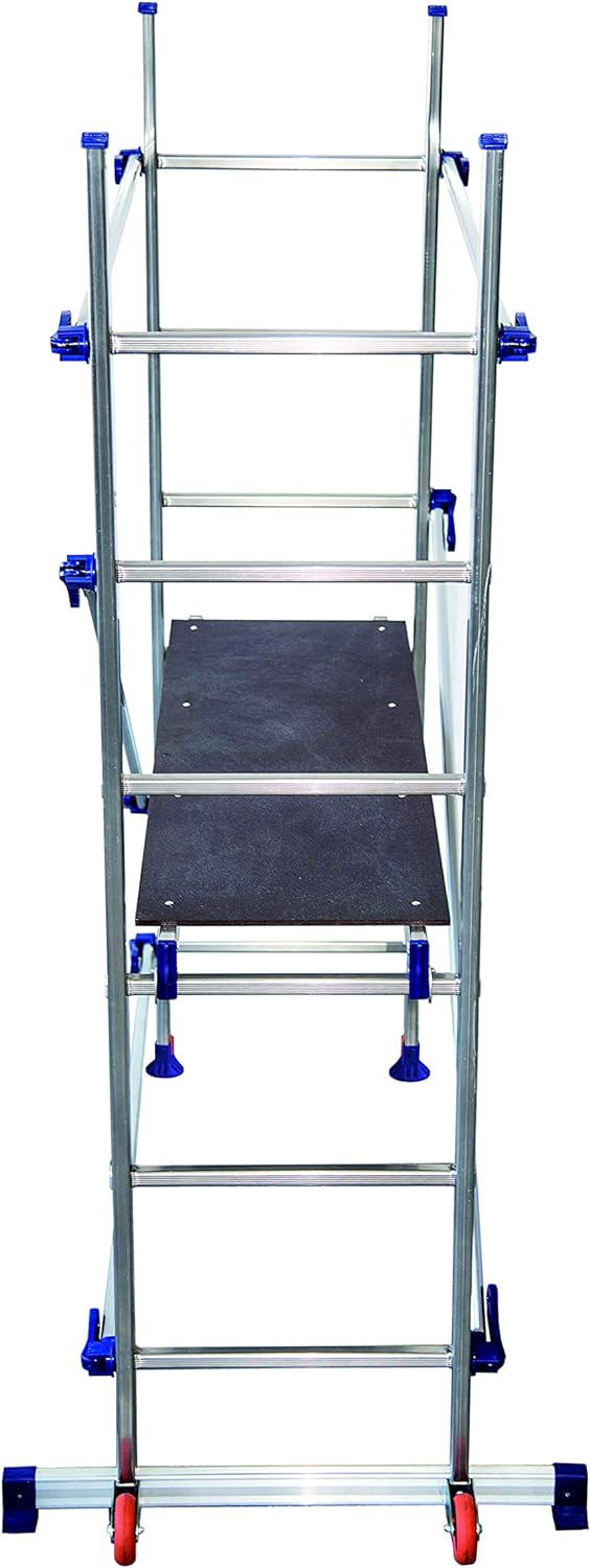 FACAL Petit échafaudage mobile P6 en aluminium pour tous les travaux à la maison et à la maison avec une hauteur de travail maximale de 2,90 m.