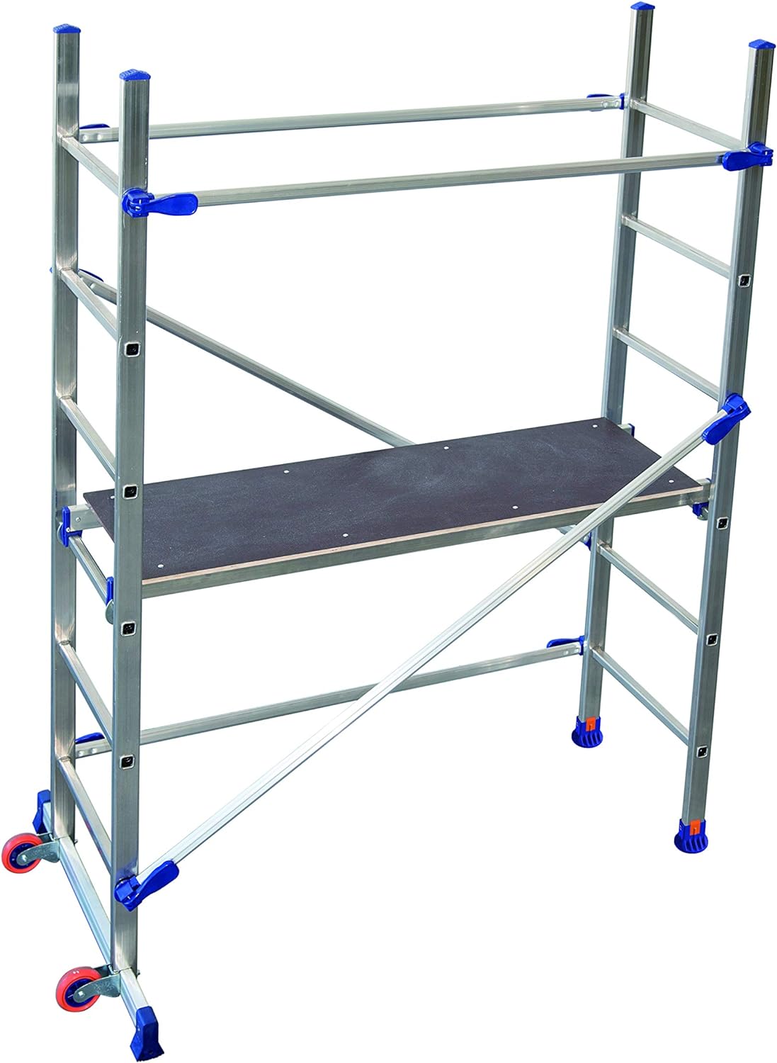 FACAL Petit échafaudage mobile P6 en aluminium pour tous les travaux à la maison et à la maison avec une hauteur de travail maximale de 2,90 m.