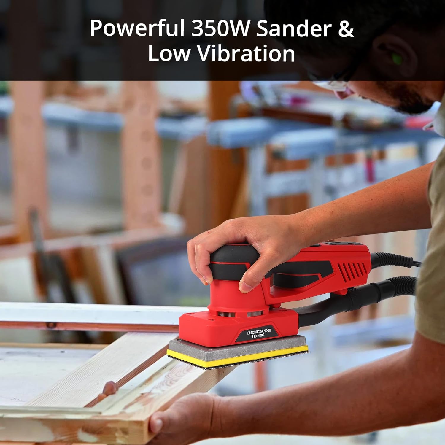 Ponceuse orbitale électrique aléatoire, ponceuse à moteur sans balais, puissant 350W et faible vibration, 10000 tr/min, 6 pouces pour le travail du bois, le polissage, la menuiserie