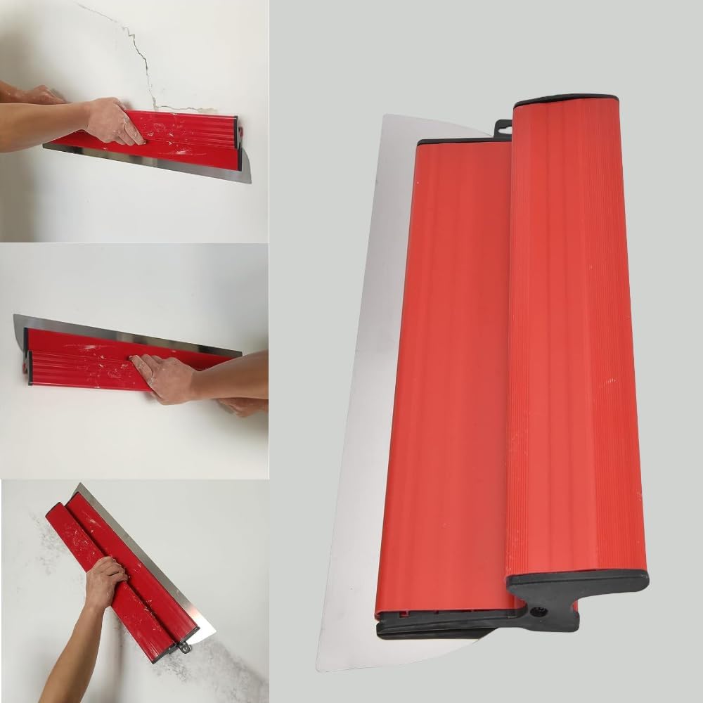 Senhill Lame décrémage Lame de Spatule de lissage Lame à Lisser avec Poignée dextension et Lame Enduit de Rechange pour Lissage des Profils (25cm + 40cm + 60cm + 80cm)