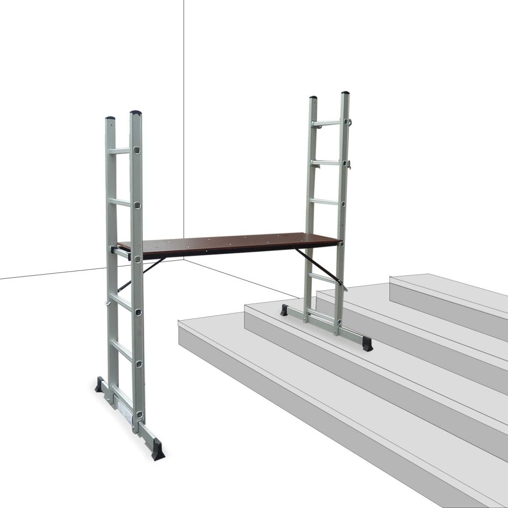 Sotech - Échelle Multi-Usage, Echafaudage, 168 x 160 x 45 cm, EN 131, Charge maximale: 150 kg, Taille de la plate-forme: 147 x 40,5 cm