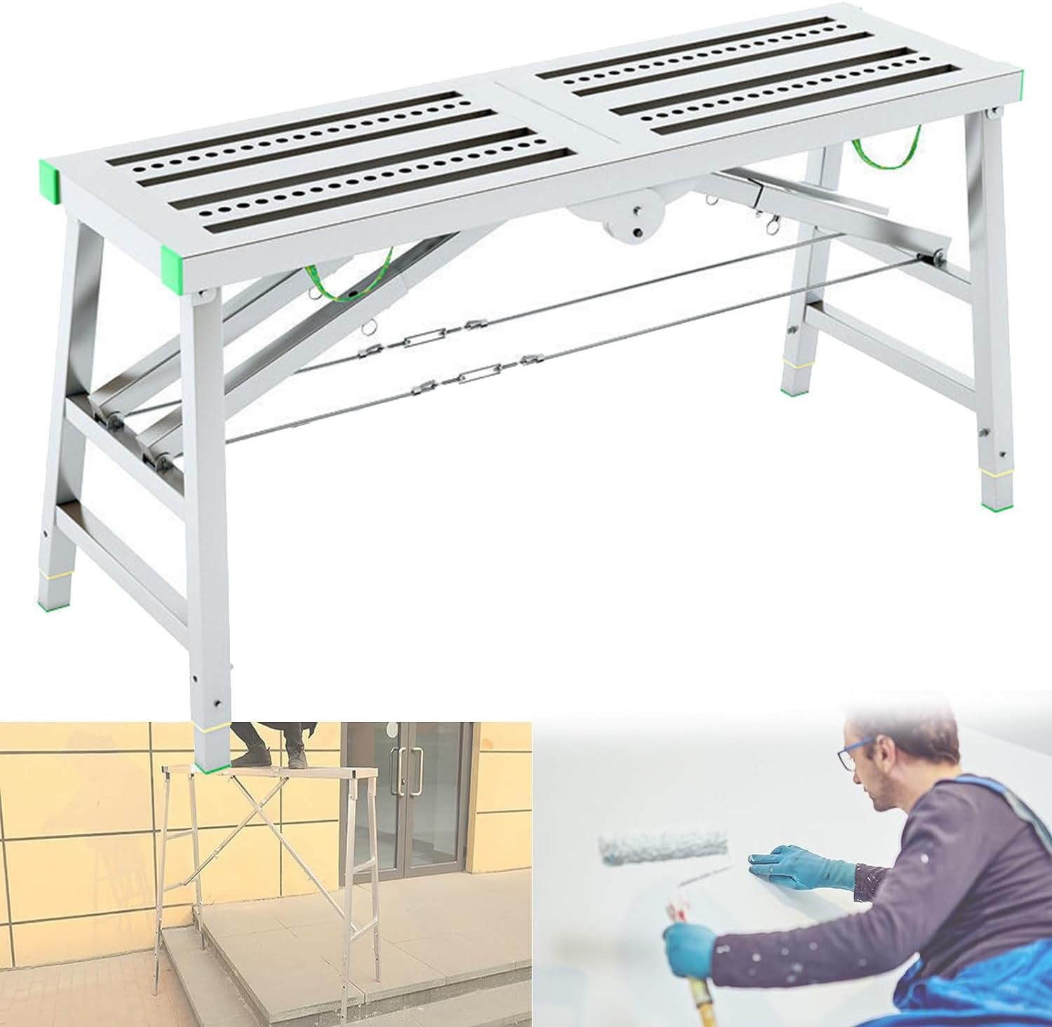 Tabouret Banc DÉchelle Cloison Sèche Robuste À Hauteur Réglable, Échafaudage Pliant Portable Plate-Forme Travail Polyvalente, Tabouret DÉchelle Tour DÉchafaudage Banc Travail,160 * 40